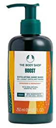 Cosmética femenina de la marca The body shop, cosmética natural, Boost - Lavado de Manos Exfoliante (250 mililitros)