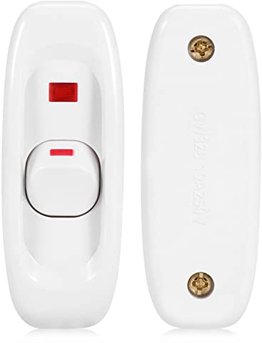 Aramox 10A 250V Inline Kabel Schalter Weiß mit Kontrollleuchte