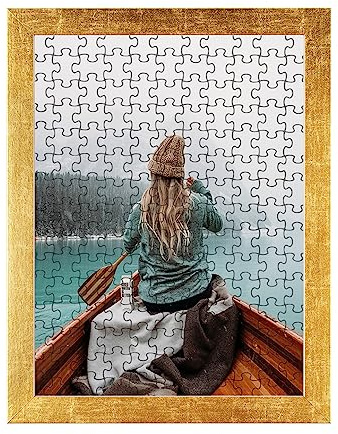 Rahmendesign24 Puzzlerahmen Milano für Puzzle ca. 500-1000 Teile 47x68cm 68x47cm Blattgold Gold mit Acrylglas