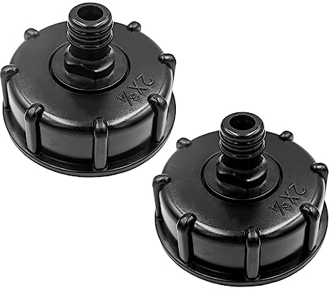 SyiXute 2 Pezzi IBC - Raccordo/Tappo Filettato,IBC Adattatore per Serbatoio in Plastica,S60 x 6,Filettatura Grossa a 3/4,Diametro di Ingresso 60 mm,per Valvola IBC TON