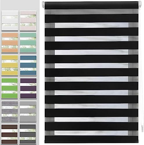 Dachfenster Rollo Verdunkelungsrollo, 75x240cm Dachfenster Verdunkelung Sonnenschutz Seitenzugrollo Sonnenschutz Rollo mit Bohren Klemmfix für Fenster und Tür, Schwarz