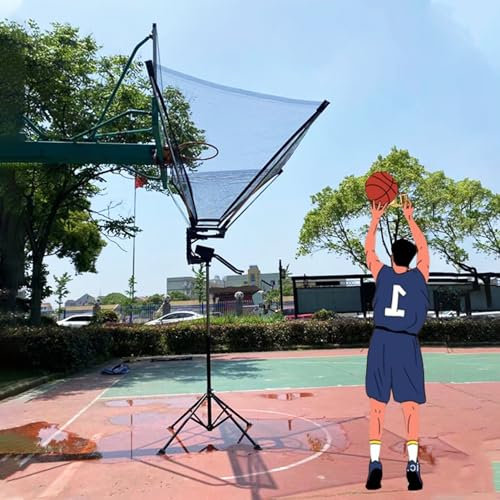 NUNETH Basketball Rebounder Tragbares Bodenschieß-Basketball-Rückschlagnetz-Set, Profi-Basketballball-Returner-Rebounder-Trainingshilfe für Kinder/Jugendliche/Erwachsene, Leicht zu Falten