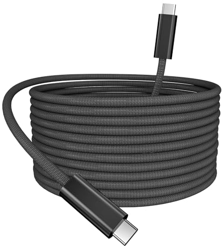 Cavo extra lungo da USB C a USB C da 5 m, PD 60 W, tipo C a tipo C, ricarica rapida compatibile per iPhone 15, MacBook Air/Pro, iPad Pro 2020, Samsung Galaxy S22/S21 S21+ S20 Note 20/10, nero