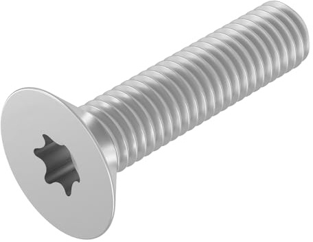 SECCARO Tornillo avellanado M5 x 20 mm, acero inoxidable V2A, VA A2, ISO 14581, hexágono interior (TX), rosca completa, 20 unidades