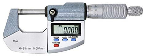 Bügelmessschraube Digitales Außendurchmesser Elektronisches Mikrometermesser 0,001mm Digitalanzeige Messwerkzeuge (Size : 0 25mm)