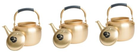IMIKEYA 3pcs Yellow Tea Kettle Aluminum Tea Pot Whistling Hob Kettle for Rice Wine Kitchen for Home Restaurant Use