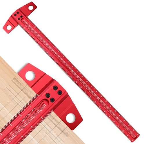 Aiwons T-Square Woodworking Ruler - 24 Inch Architect Precision Marking Ruler for Carpenter Work,Layout and Measuring - Aluminum Alloy Going Make Tools,Woodworking Scriber,Marking T Ruler