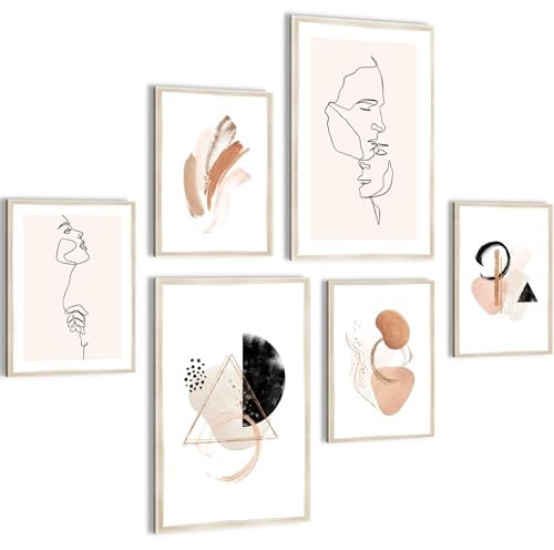 Novart Set de Decoración de Pared con Cuadros Conjunto Abstracto Cuadrado Hogar Cuadro - LISTO PARA COLGAR - No Necesita Marco - Dormitorio Salón Cocina - N006167a