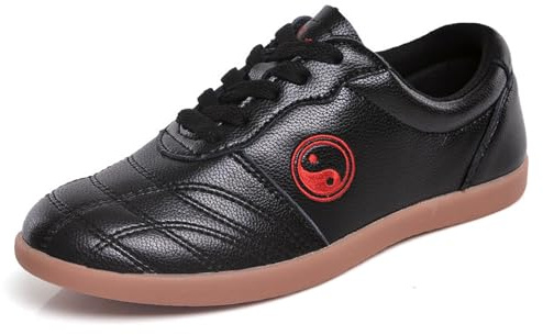Chaussures de Taichi,Chaussures Art Martiaux,Chaussures de Taekwondo,Arts Martiaux Kung Fu Baskets Cuir,pour Homme et Femme,Unisexe,Léger,Non Slip,Respirant,pour Marche Fitness