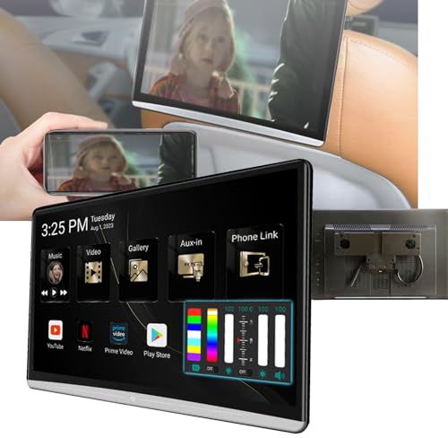 LNNLOO Auto-TV-Kopfstützenmonitor - Touchscreen (11,6/12,5/13,3/14 Zoll), Unterstützt Kabellose Telefonspiegelung, Tragbarer Videoplayer - 3+32 GB, 8K-Video, WLAN, HDMI,2PCS,14in