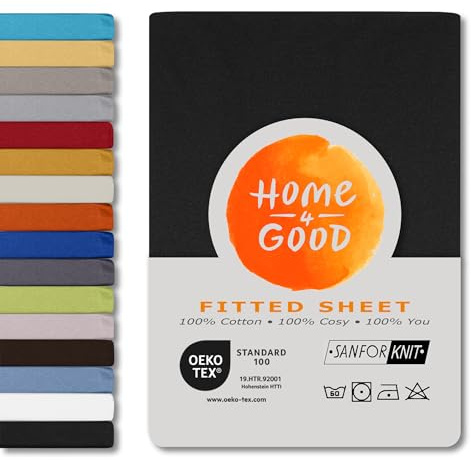 home4good Spannbettlaken 140x200cm – Jersey-Spannbetttuch aus 100 % Baumwolle – Oeko-TEX 100 Zertifiziert – bügelfrei, elastisch & atmungsaktiv – für 15–25 cm Matratzenhöhe - Anthrazit