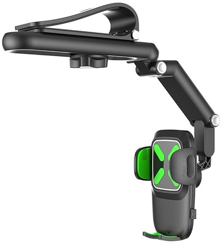 MEIQIBAO Auto-Sonnenblenden Handyhalterung[2024 Upgrade Version] Rückspiegel-Zubehör 360 Grad Drehbarer einziehbare Auto Handyhalter für Handy und GPS Halter Kompatibel 4-7 Zoll Smartphones grün