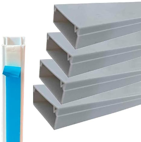 8 Metri Canaline Passacavi Da Muro, Canaline Con Biadesivo e Coperchio, Bianco, 4 Pezzi da 2 Metri, 15mm*10mm