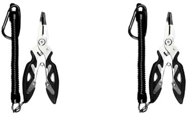 Xptieeck 2X Fischlippen-Greifzange - Angelzange, für Outdoor-Angelwerkzeuge, Eisfischen, Angelausrüstung - Geschenke für Männer, Schwarz