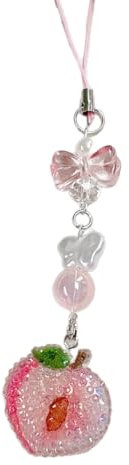 Limtula Eleganter Handy-Charm-Schlüsselanhänger mit Perlen, dekoratives Accessoire, Taschenanhänger für Geldbörse, Rucksack, Geldbörse, pfirsich, Peach