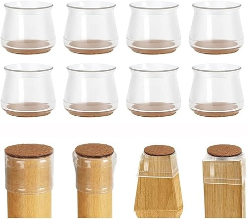 VICSOU Transparente Möbelbezüge für Hartholzböden, Stuhlbeinkappen mit Filz, weiche Möbelgleiter aus Filz, verschleißfester Stuhlbeinschutz (passender Durchmesser 30–50 mm) (8)