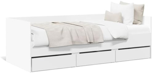 Gecheer Tagesbett mit 3 Schubladen, Bettrahmen Gästebett Schlafsofa Einzelbett Jugendbett 100x200 cm Holzwerkstoff für Kleidung Decken Wohnzimmer Schlafzimmer