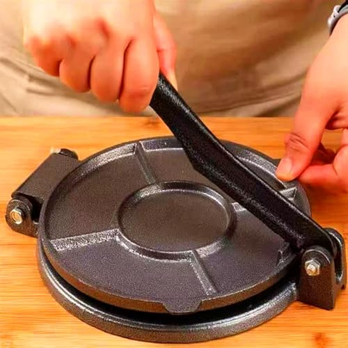 Tortilla Press Heavy Duty Cast Iron Pancake Maker - Homemade Pancakes - Parchment Paper (8in Cast Iron)