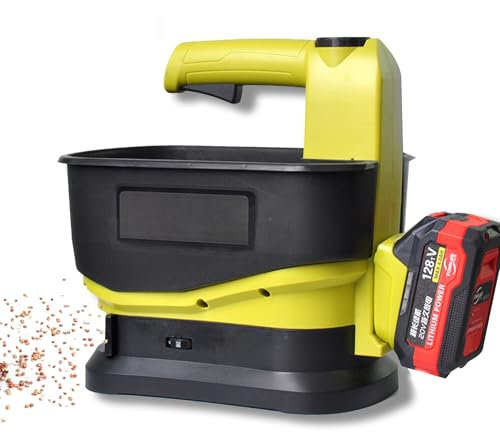 Épandeur de semences sans fil 5,5 L Épandeur d'engrais portatif Épandeur de graines de pelouse 4,0 Ah Épandeur de sel alimenté par batterie Débit variable, largeur de dispersion réglable, semences