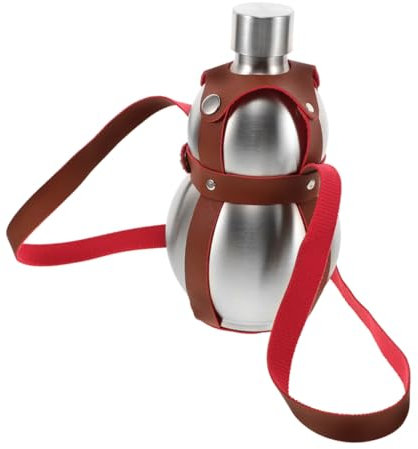 SUPVOX Gourde En Acier Inoxydable 500 Ml Bouteille Deau De Voyage Portable Avec Sangle Marron Pour Sports De Plein Air Pour Jus De Fruits Et Vin