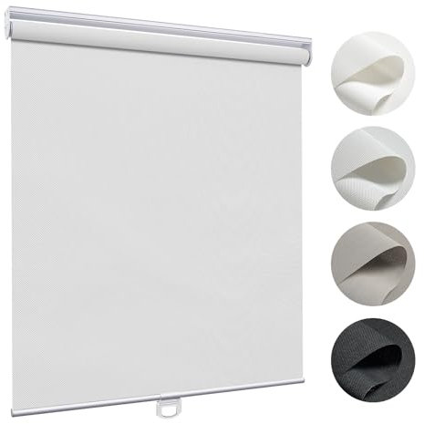Tende a rullo termiche senza fili, per bagno, cucina, ufficio, isolate, protezione dai raggi UV, colore bianco perlato, facile da montare, 95 cm di larghezza x 200 cm di altezza