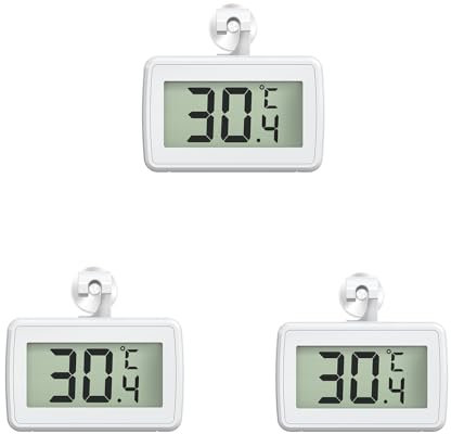 3 Pcs Fridge Thermometer, OPPERD LCD Display Fridge Temperature Refrigerator Freezer thermometer Waterproof Freezer Thermometer with Read Placement and Hanging Hook