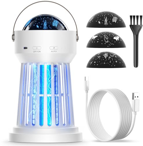 Shadowin Lampe anti-Moustiques LED Puissant Exterminateur de Mouches Attrape-Moustiques avec Peut Projection au Plafond(Trois Motifs), Adapté à la Chambre, Jardin, à l'Extérieur, Camping etc.