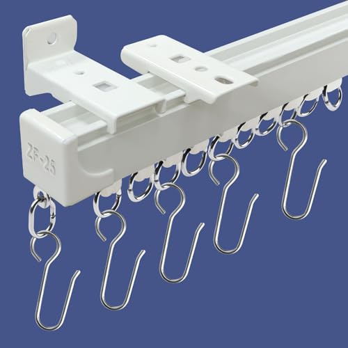 MLOQI Curtain Tracks Ceiling Wall Mounted with Soundproof Strips, White Ceiling Track for Curtains 6 Feet