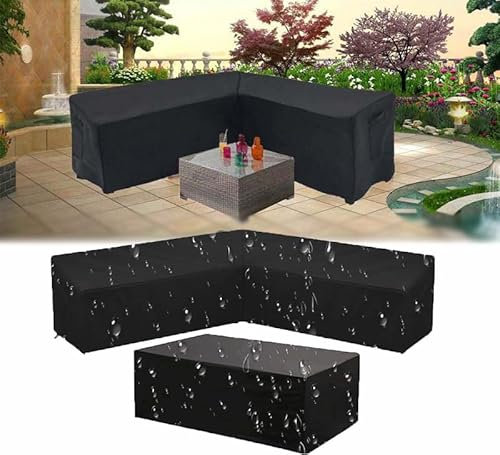 Gartenmöbel Abdeckung Wasserdicht L-Form - UV-beständige und wetterfeste Schutzhülle für Ecksofa und Lounge-Set