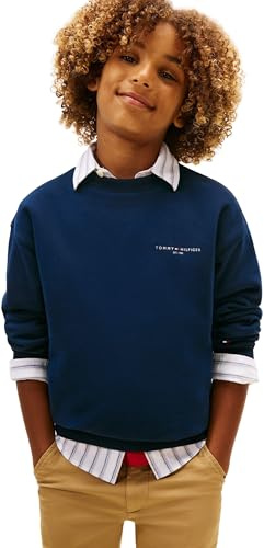 Tommy Hilfiger Sudadera Infantil Unisex Corp C-Neck con Cinturilla de Punto Acanalado, Azul (Dark Night Navy), 4 Años
