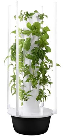 Hydroponic Tower, Vertical Planter Tower with Pump and Movable Water Tank Vegetable Plant, Hydroponics Growing Tower Kit, Food Grade with LED Grow Lights Gift for Gardening Lover,7 Layers,Black