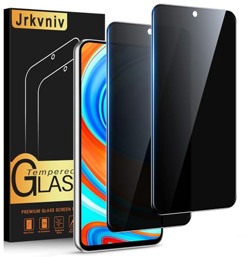 Jrkvniv Protector Pantalla de Privacidad para Xiaomi Redmi Note 9 Pro/9 Pro Max/9S 4G Cristal Templado Antiespia Protectora Vidrio Película Dureza 9H Antiarañazos Sin Burbujas Privacy,2 Piezas