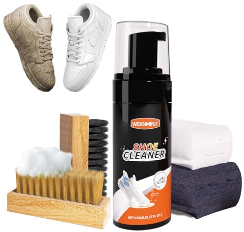 WERNMIND White Trainer Shoe Cleaner Kit Foam 150ML Fabric Sneaker Tennis SuedeBoot Canvas Athletic Shoe Cleaning Kit