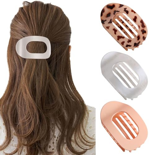 BelleVive Lot de 3 Pinces à Cheveux Plates pour Cheveux épais pour Femmes, Pinces pour Cheveux Fins, Pinces en Forme de Bec de Canard, Pinces Mates, Grandes Pinces à Cheveux, Style 4