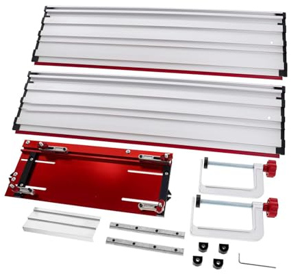 Asixxsix Guide de scie à rail, universel pour scies circulaires de 7-1/4 pouces, plage de coupe réglable de 50 pouces, profondeur de 1-3/4 pouce, aluminium, guide de scie parallèle
