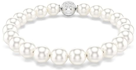 Swarovski Matrix Armband, Kristallperle, Weiß, Rhodiniert
