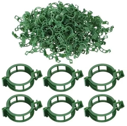 CBFGGOEUDFBS 100 Pflanzenstützclips, Kunststoff-Gartenrankclips for Kletterpflanzen, Tomaten, Weinreben, Pflanzenstängelhalter(Green 100pcs)