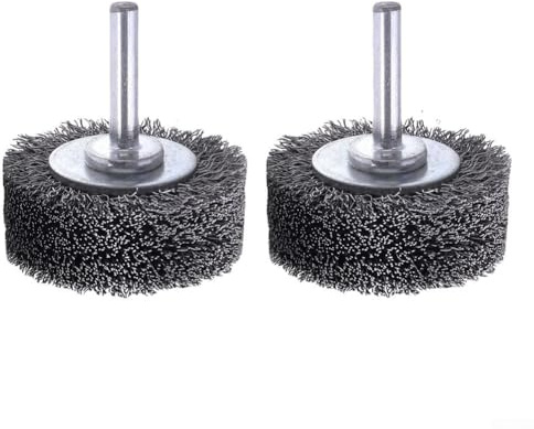 CashMuch Cepillo de alambre de acero de 50 mm de diámetro para amoladora de herramientas giratorias, vástago de 6 mm, rueda de alambre de acero inoxidable, 2 piezas
