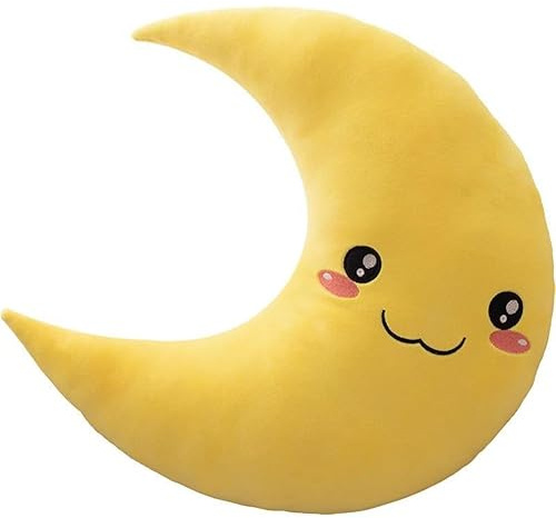 Generico Mond-Plüschspielzeug, gefülltes Kissen in Mondform, aus weichem Plüsch, für Jungen und Mädchen, Geschenk für Nickerchen, Dekoration für Zuhause (Gelb, 30 cm/11,8)