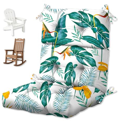 Cuscino di ricambio per sedia da esterno, impermeabile e spesso, 112 x 53,3 x 10 cm, cuscino per sedia a dondolo da giardino con legacci, cuscino per sedia a dondolo con schienale alto, per mobili da