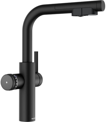 BLANCO CHOICE Icona-L | all-in-one Küchenarmatur aus Edelstahl schwarz matt | [16x28,2x45,1cm] | exkl. Wasseraufbereitungseinheit CHOICE.ALL | Gekühltes Wasser in still, medium, sprudel & kochend heiß