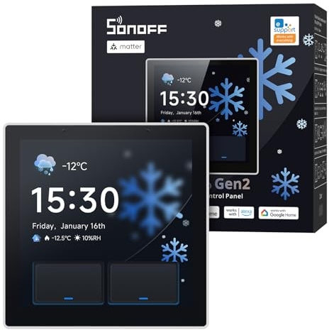 SONOFF NSPanel Pro Gen2 Smart Home Bedienfeld mit Relais | Zigbee & Matter Gateway, Thermostat, Sicherheitsalarm, kompatibel mit Alexa, Google, Apple, Home Assistant, 2.4/5 GHz WLAN
