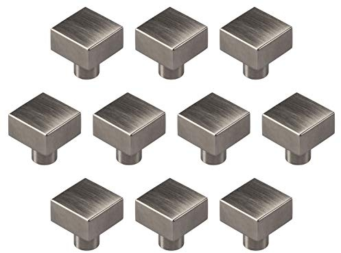 Gedotec Möbelknöpf Edelstahl Küchen-Knöpfe für Schubladen & Schranktüren - Sonja | Türknopf für Kommoden & Möbel-Schränke | Möbelknopf silber | 25 x 25 mm | 10 Stück - Möbelknauf eckig mit Schrauben