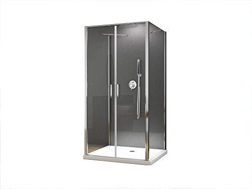 BuyLando.Shop [Typ-Nora's] 90x90x195cm U-formad duschkabin - dusch - pedaldörr - ESG - klart glas - variationer