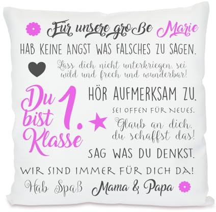 Manufaktur Liebevoll Einschulung Kissen Mädchen Geschenk Einschulung Junge Schulkind 2026 Schulanfang Mädchen Einschulung Kissen Schulanfang Junge Rosa Blau