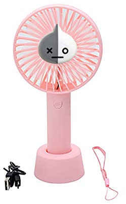 Lily&her friends - Electric Personal Handheld Fan Desk Fans with USB Rechargeable Cute Korean Style Charging Kids Mini Portable Fan Outdoor Household Traveling Desktop Office Home Pink Cartoon (robot)