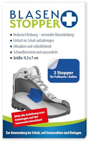 BLASENSTOPPER | 2 Rechteckige Stopper für Ballen/Ferse | Zur Vermeidung von Blasen und Druckstellen, Das Original, Nie wieder Blasen für Schuhe, Wandern, Büro und mehr (Rechteckige Stopper)