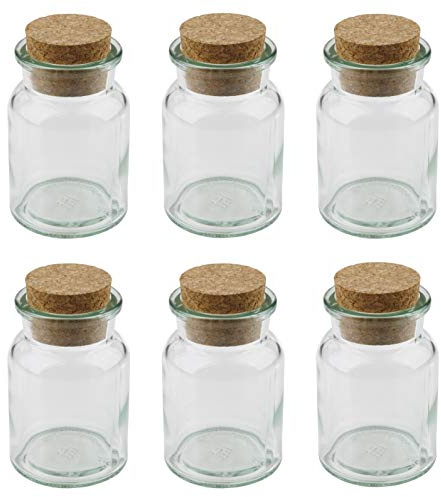 Dr. Oetker Aufbewahrungsgläser mit Korkdeckel 170 ml, Vorratsglas mit Deckel, Wiederverwendbare Glasdose, vielseitige Vorratsdose, Glas mit Korkverschluss (Farbe: Transparent/Braun), Menge: 6 Stück