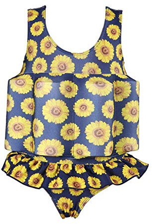 Boys Girls Toddler Floral Floatation Swimsuit with Adjustable Buoyancy Summer Training Float Suit Swim Vest Life Jacket Floating One Piece Swimwear Safety Pool Bathing Suit Swimming 1#Yellow 4-5T