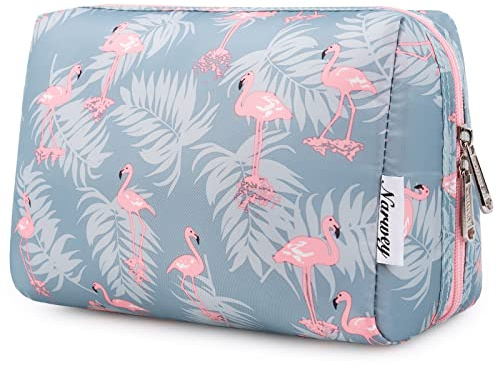 Narwey Grande Porta Trucchi Trousse Trucchi Donna Organizer, Beauty Case da Viaggio Donna Pochette Make up Bag con Scomparti per Idee Regalo Ragazza (Fenicottero Blu, Grande)
